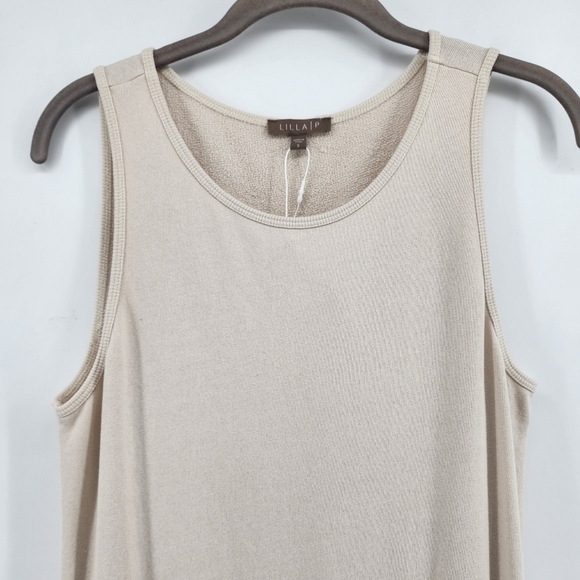 Lilla P Light Tan Sleeveless Cotton Tie Waist Dress Small New - Picture 3 of 12